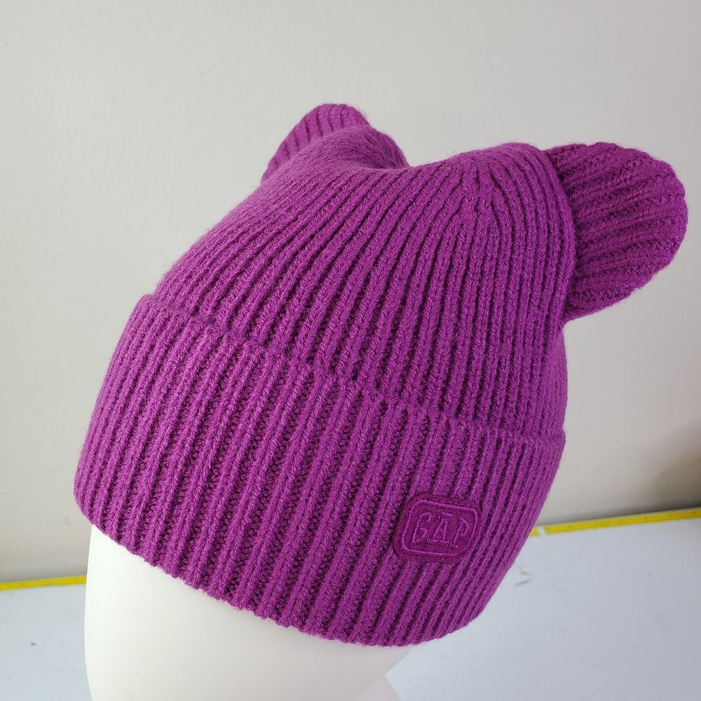 Gap Baby Purple Toddler Bear-Ear Knit Beanie